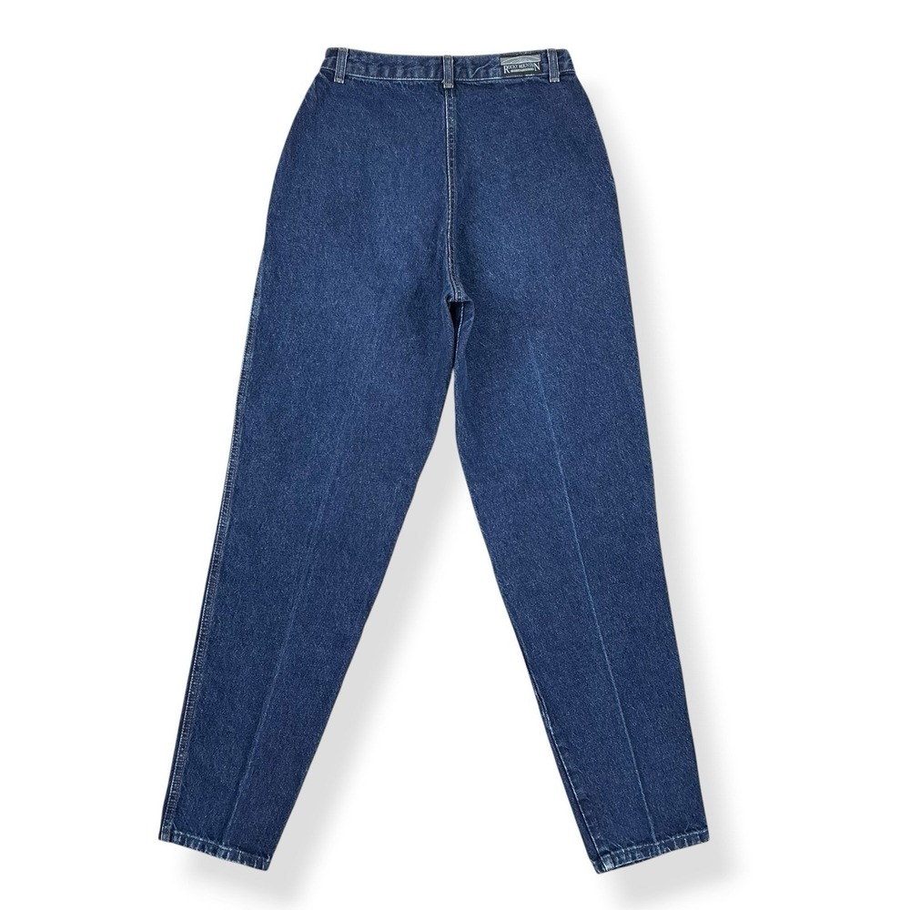 Rocky Mountain Jeans Women ACTUAL 26x32 Blue Rigid Denim Taper Bare Back USA VTG - Picture 5 of 13